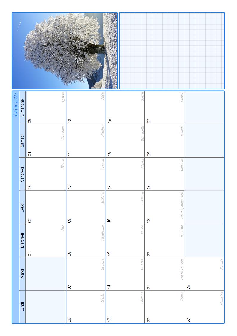 Calendrier Mensuel avec Image - Cahier De Bord